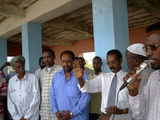 THE PRESIDENT OF SOMALIA AND THE CHAIRMAN OF PARLIAMENT OF SOMALIA AT THE RALLY AGAINEST ABDULAHI YOUSOF EXILE GROUP.